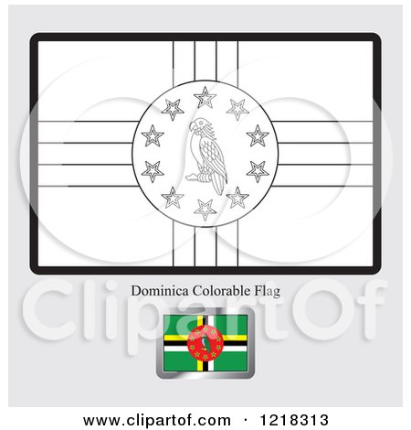 Clipart of a Coloring Page and Sample for a Dominica Flag - Royalty Free Vector Illustration by Lal Perera