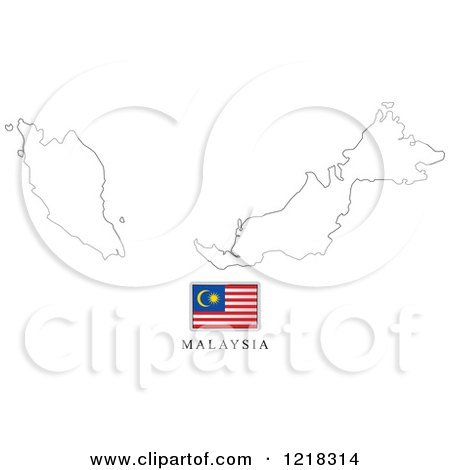 Clipart of a Malaysia Flag and Map Outline - Royalty Free Vector Illustration by Lal Perera