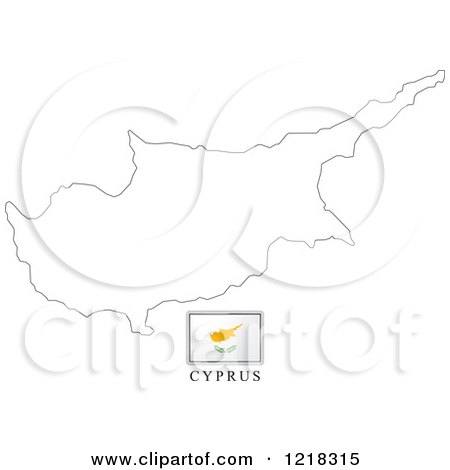 Clipart of a Cyprus Flag and Map Outline - Royalty Free Vector Illustration by Lal Perera
