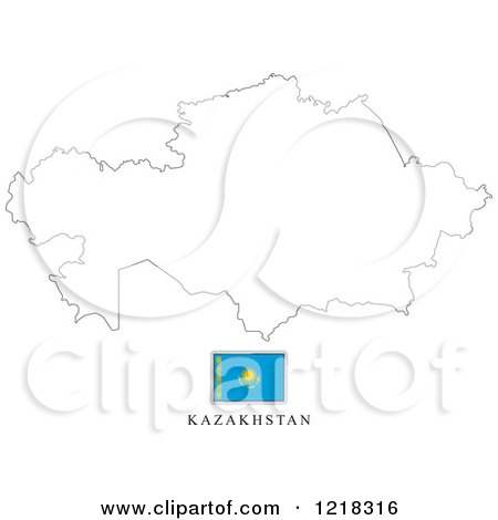 Clipart of a Kazakhstan Flag and Map Outline - Royalty Free Vector Illustration by Lal Perera