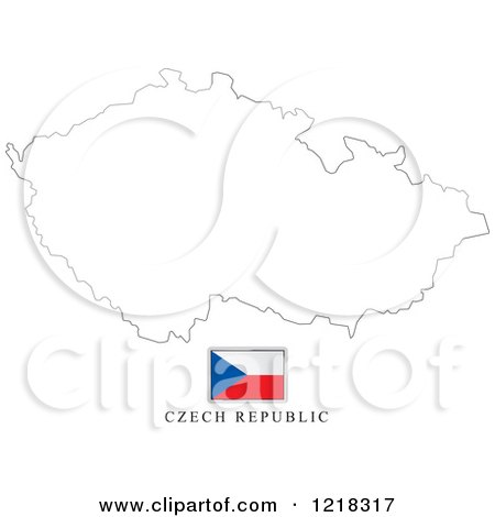 Clipart of a Czech Republic Flag and Map Outline - Royalty Free Vector Illustration by Lal Perera