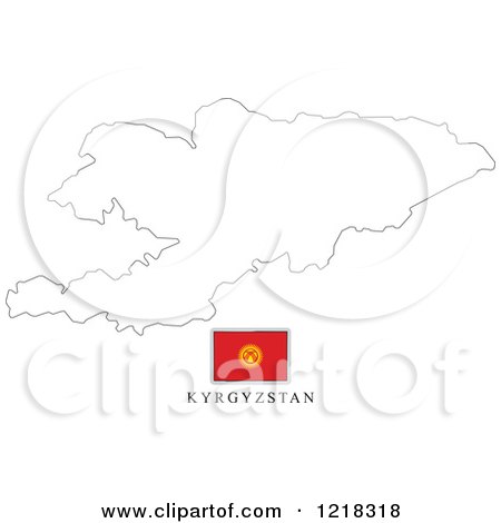 Clipart of a Kyrgyzstan Flag and Map Outline - Royalty Free Vector Illustration by Lal Perera