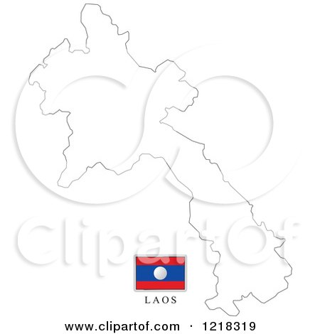 Clipart of a Laos Flag and Map Outline - Royalty Free Vector Illustration by Lal Perera