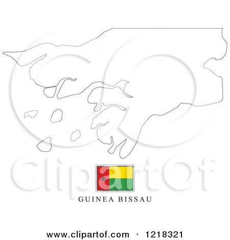 Clipart of a Guinea Bissau Flag and Map Outline - Royalty Free Vector Illustration by Lal Perera