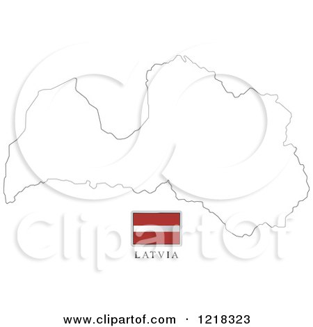 Clipart of a Latvia Flag and Map Outline - Royalty Free Vector Illustration by Lal Perera