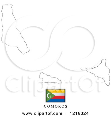 Clipart of a Comoros Flag and Map Outline - Royalty Free Vector Illustration by Lal Perera