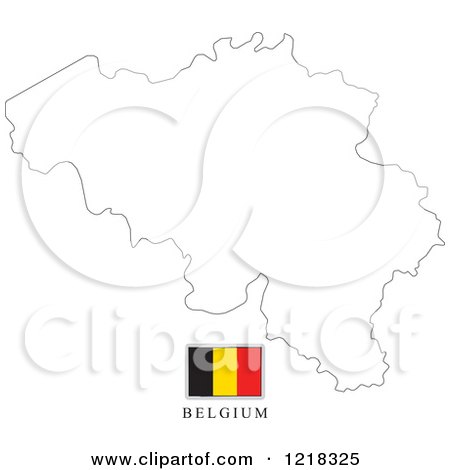 Clipart of a Belgium Flag and Map Outline - Royalty Free Vector Illustration by Lal Perera