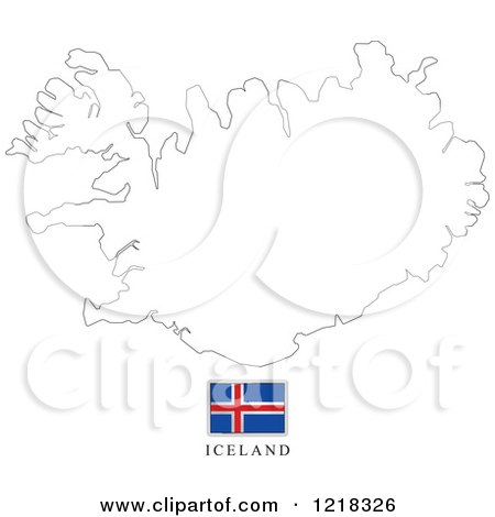 Clipart of a Iceland Flag and Map Outline - Royalty Free Vector Illustration by Lal Perera