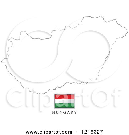 Clipart of a Hungary Flag and Map Outline - Royalty Free Vector Illustration by Lal Perera