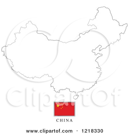 Clipart of a China Flag and Map Outline - Royalty Free Vector Illustration by Lal Perera