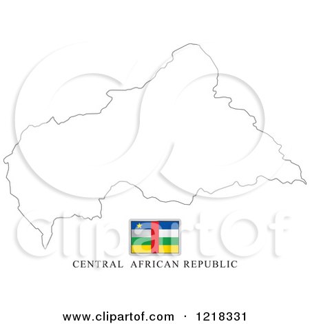 Clipart of a Central African Republic Flag and Map Outline - Royalty Free Vector Illustration by Lal Perera