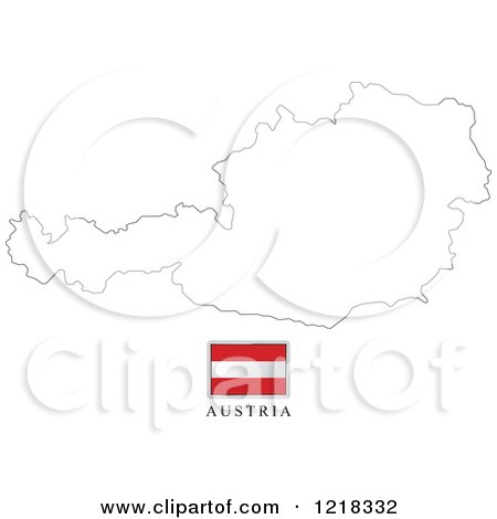 Clipart of a Austria Flag and Map Outline - Royalty Free Vector Illustration by Lal Perera