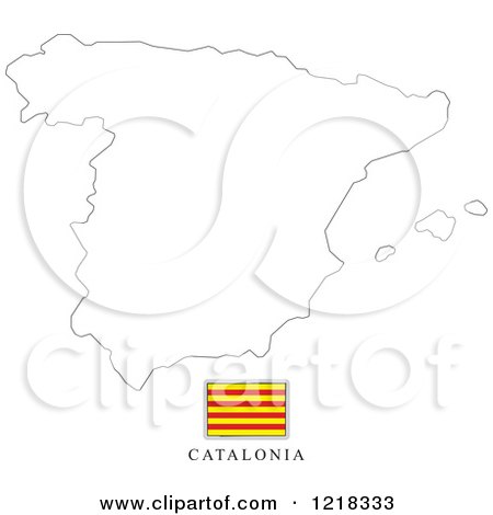 Clipart of a Catalonia Flag and Map Outline - Royalty Free Vector Illustration by Lal Perera