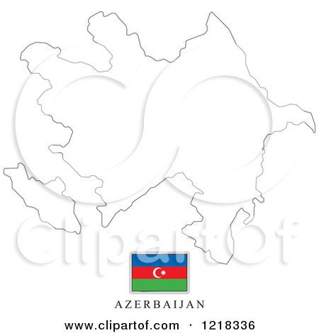 Clipart of a Azerbaijan Flag and Map Outline - Royalty Free Vector Illustration by Lal Perera