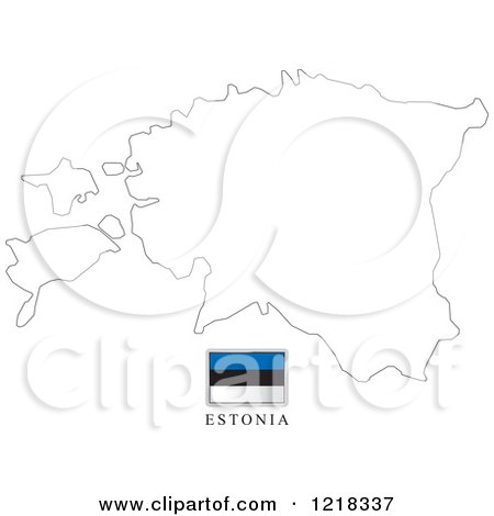 Clipart of a Estonia Flag and Map Outline - Royalty Free Vector Illustration by Lal Perera