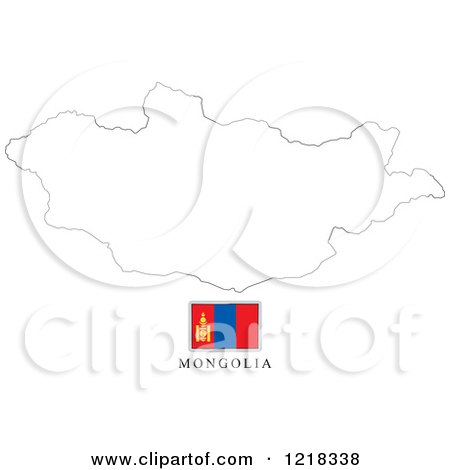 Clipart of a Mongolia Flag and Map Outline - Royalty Free Vector Illustration by Lal Perera