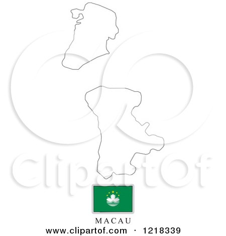 Clipart of a Macau Flag And Map Outline - Royalty Free Vector Illustration by Lal Perera