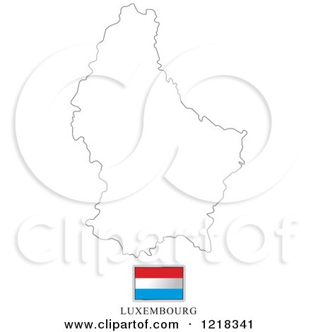 Clipart of a Luxembourg Flag And Map Outline - Royalty Free Vector Illustration by Lal Perera