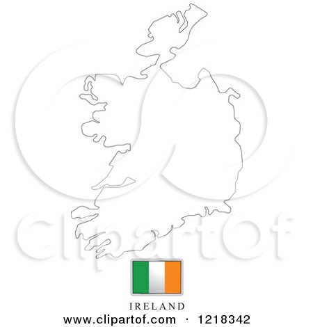 Clipart of a Ireland Flag And Map Outline - Royalty Free Vector Illustration by Lal Perera