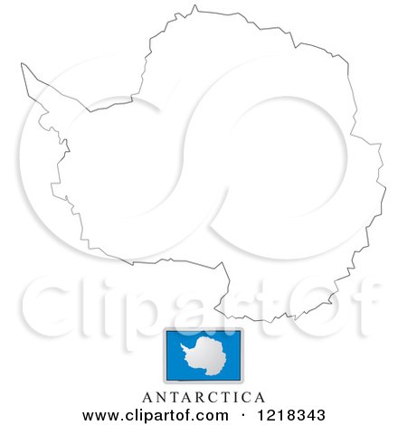 Clipart of a Antarctica Flag And Map Outline - Royalty Free Vector Illustration by Lal Perera