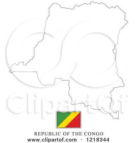 Clipart of a Republic of the Congo Flag And Map Outline - Royalty Free Vector Illustration by Lal Perera