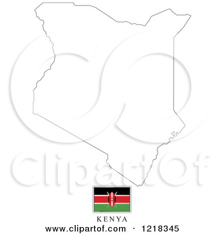 Clipart of a Kenya Flag And Map Outline - Royalty Free Vector Illustration by Lal Perera