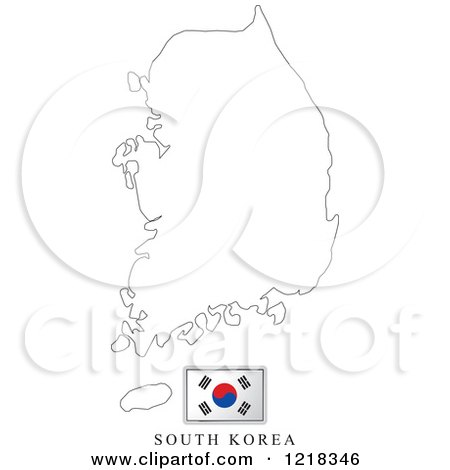 Clipart of a South Korea Flag And Map Outline - Royalty Free Vector Illustration by Lal Perera