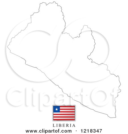 Clipart of a Liberia Flag And Map Outline - Royalty Free Vector Illustration by Lal Perera