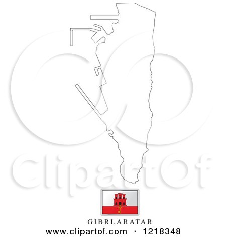 Clipart of a Gibraltar Flag And Map Outline - Royalty Free Vector Illustration by Lal Perera