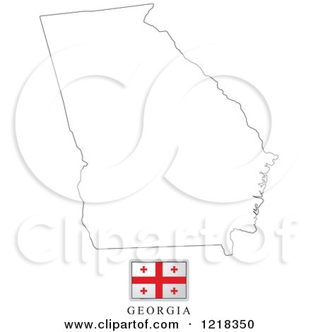 Clipart of a Georgia Flag And Map Outline - Royalty Free Vector Illustration by Lal Perera