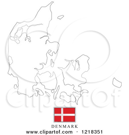 Clipart of a Denmark Flag And Map Outline - Royalty Free Vector Illustration by Lal Perera