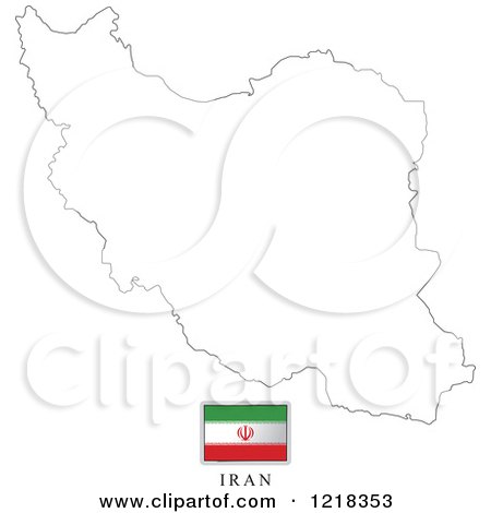 Clipart of a Iran Flag And Map Outline - Royalty Free Vector Illustration by Lal Perera