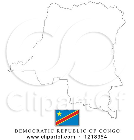 Clipart of a Democratic Republic of Congo Flag And Map Outline - Royalty Free Vector Illustration by Lal Perera