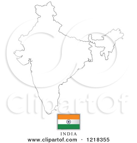Clipart of a India Flag And Map Outline - Royalty Free Vector Illustration by Lal Perera