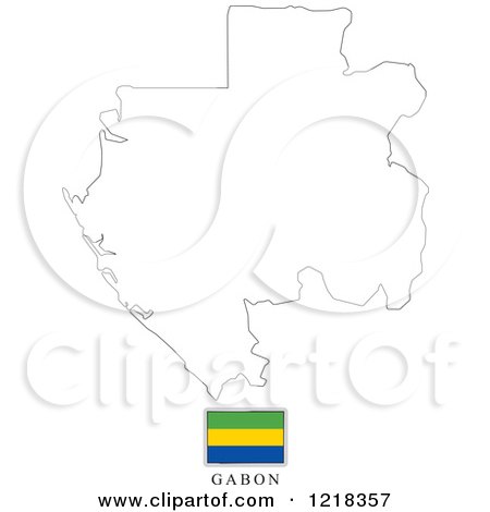 Clipart of a Gabon Flag And Map Outline - Royalty Free Vector Illustration by Lal Perera
