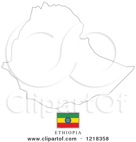 Clipart of a Ethiopia Flag And Map Outline - Royalty Free Vector Illustration by Lal Perera