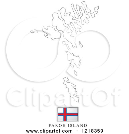 Clipart of a Faroe Island Flag And Map Outline - Royalty Free Vector Illustration by Lal Perera