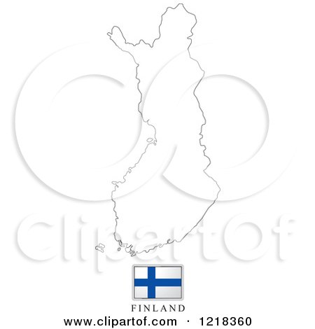 Clipart of a Finland Flag And Map Outline - Royalty Free Vector Illustration by Lal Perera