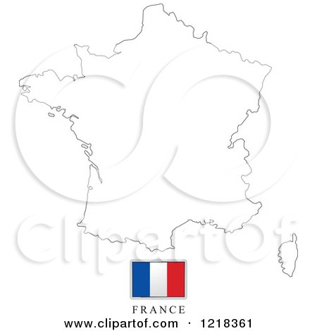 Clipart of a France Flag And Map Outline - Royalty Free Vector Illustration by Lal Perera