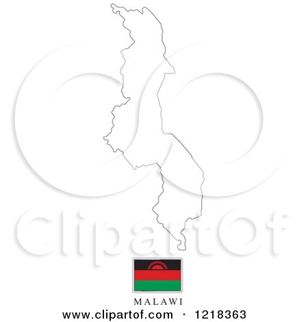 Clipart of a Malawi Flag And Map Outline - Royalty Free Vector Illustration by Lal Perera
