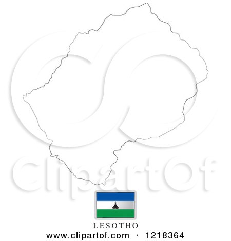Clipart of a Lesotho Flag And Map Outline - Royalty Free Vector Illustration by Lal Perera