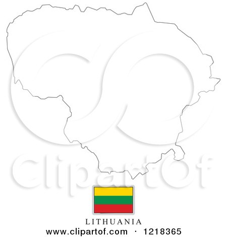 Clipart of a Lithuania Flag And Map Outline - Royalty Free Vector Illustration by Lal Perera