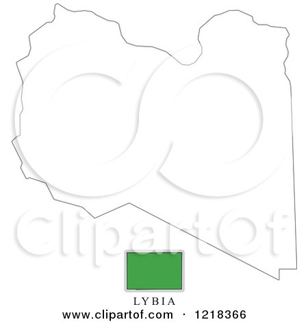 Clipart of a Lybia Flag And Map Outline - Royalty Free Vector Illustration by Lal Perera