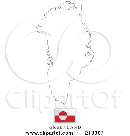 Clipart of a Greenland Flag And Map Outline - Royalty Free Vector Illustration by Lal Perera