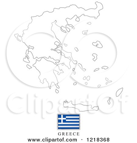 Clipart of a Greek Flag And Map Outline - Royalty Free Vector Illustration by Lal Perera