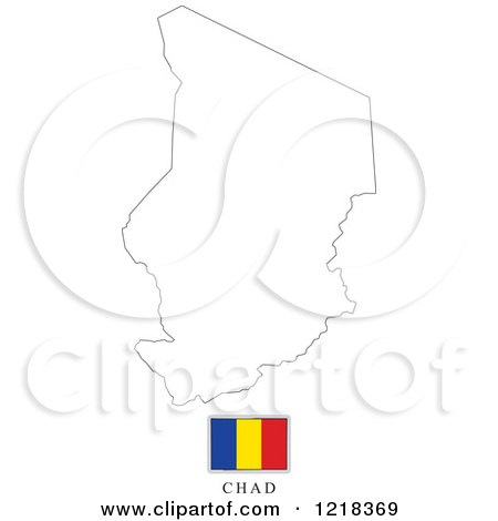 Clipart of a Chad Flag And Map Outline - Royalty Free Vector Illustration by Lal Perera
