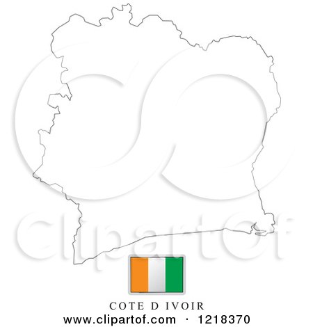 Clipart of a Ivory Coast Flag And Map Outline - Royalty Free Vector Illustration by Lal Perera