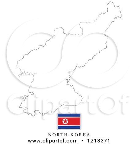 Clipart of a North Korea Flag And Map Outline - Royalty Free Vector Illustration by Lal Perera