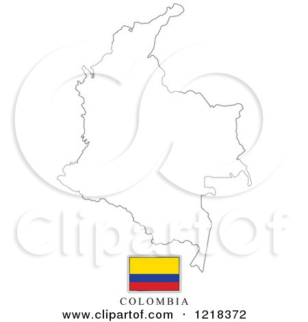 Clipart of a Colombia Flag And Map Outline - Royalty Free Vector Illustration by Lal Perera