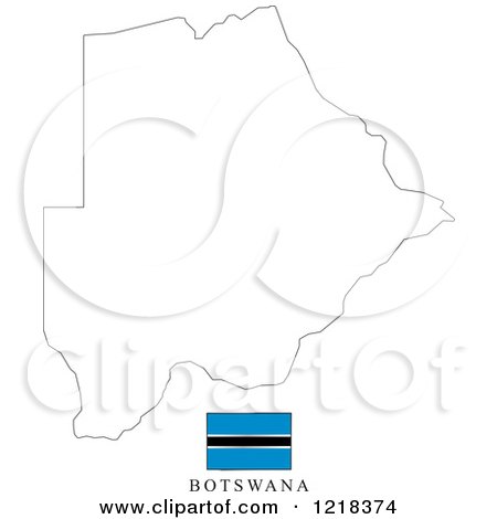 Clipart of a Botswana Flag And Map Outline - Royalty Free Vector Illustration by Lal Perera